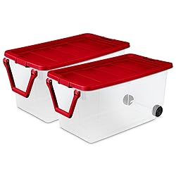 Sterilite 2 Pack Wheeled Storage Box, Large Clear