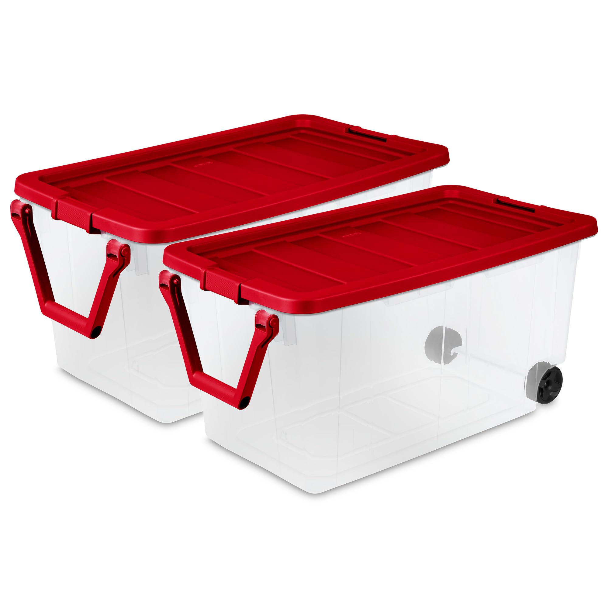 Sterilite 2 Pack Wheeled Storage Box, Large Clear