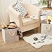 EZOWare Foldable Fabric Storage Bin with Cotton Rope Handle, Collapsible Resistant Basket Box Organizer for Nursery, Closet, and More (Set of 2, Beige)