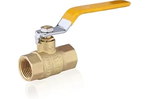 1-Pack HeSun 3/4 Inch FIP Threaded Ball Valve, Brass Full Port Shut-off Valve,3/4" Female NPT x 3/4" Female NPT, 600 WOG (Water, Oil and Gas),Yellow(VALVE228-1)