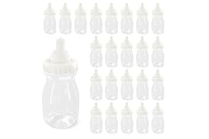 DIMROM Baby Bottles for Baby Shower Game - 24 Pcs Clear Plastic Mini Bottles for Fun Bottle Chug Game, Easy to Fill with Candies, Marshmallows & Dragees - Cute Party Favors & Gifts for Expecting Parents