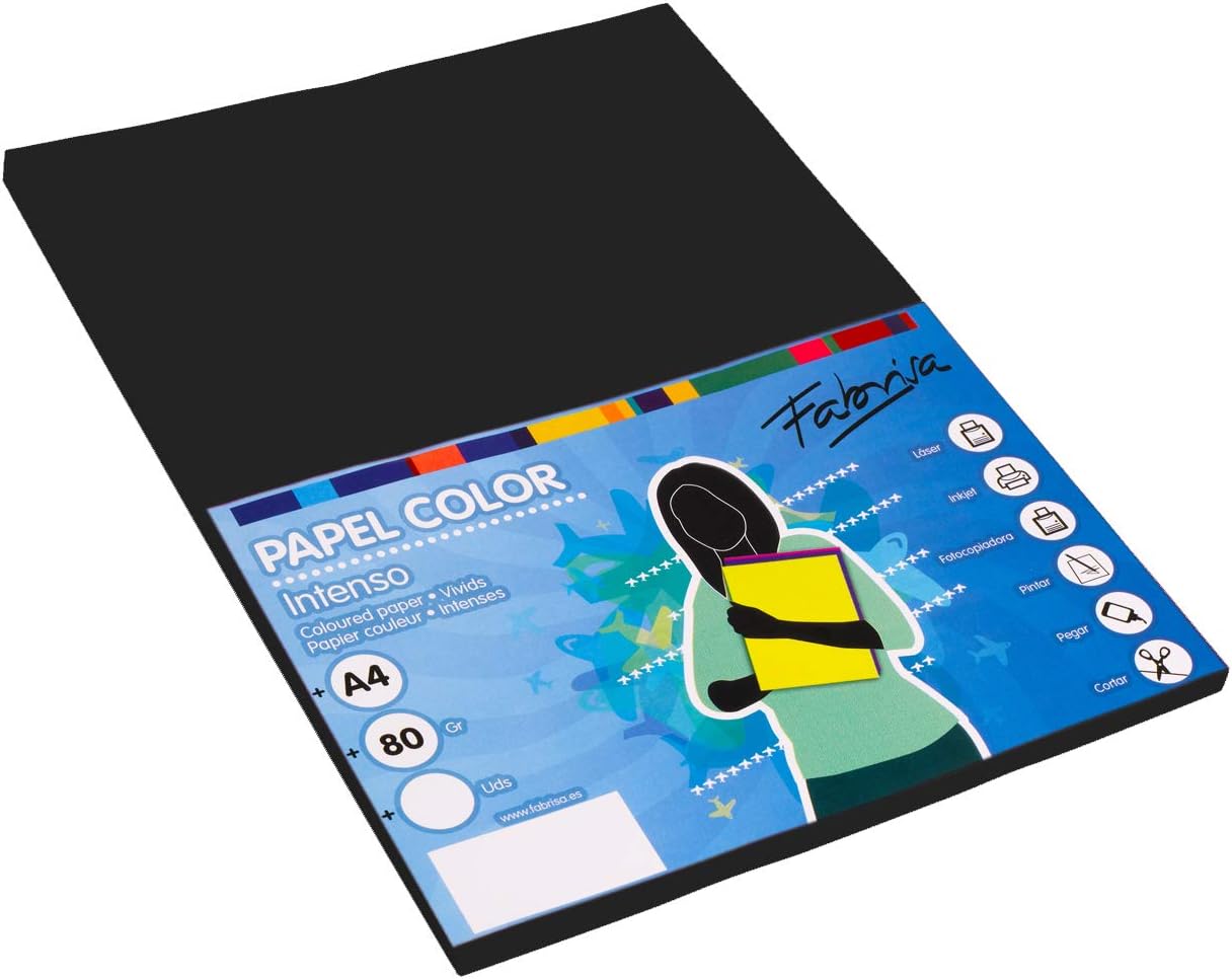 Pack 100 Hojas Color Negro Tamaño A4 80g Amazon.es Oficina y papelería