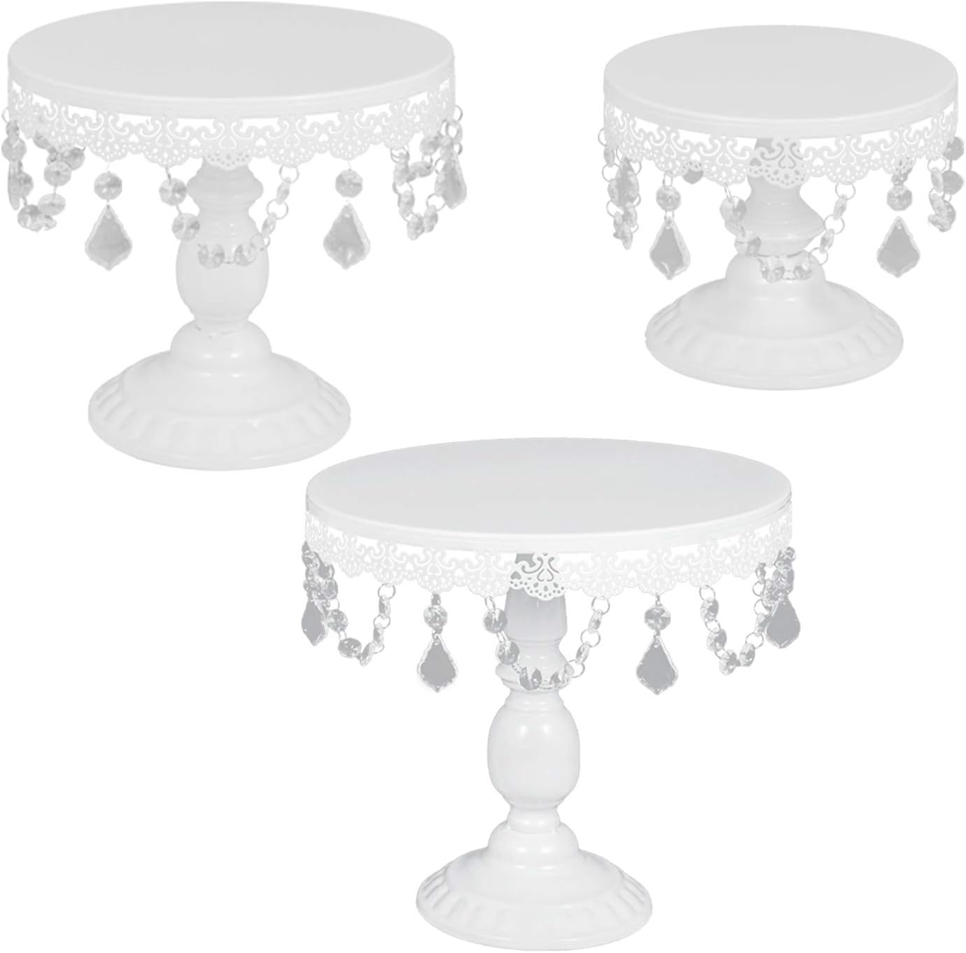 Ukiki Support A Gateaux 3 Pieces Cristal Rond Support De Gateau Affichage Porte Dessert Decor De Fete Mariage Porte Gateaux Cupcake Classique Decorations Dessert Anniversaires Celebration Argent Presentoirs A Gateau Vaisselle Et Plats De