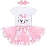 IBTOM CASTLE Toddler Birthday Girls Princess Party Outfit Polka Dots Top Shirts Tutu Skirt Set Ears Cake Smash Costume