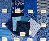 FAT QUARTER ~ Set of 10 100 % COTTON ~ BLUE ~ Quilt Fabric ~ CRAFTS ~ SEWING