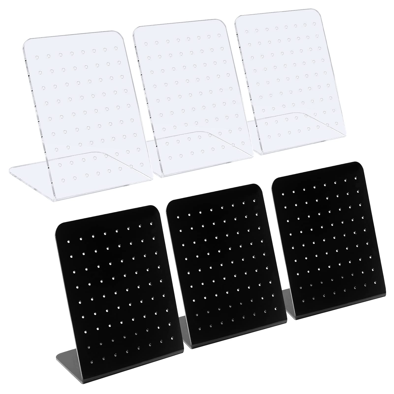 Viaky Earrings Display Stand 6 Pack, Acrylic 72 Holes Earrings Studs Holder, Stand Display Board Organizer for Show Jewelry Personal Storage, Transparent and Black