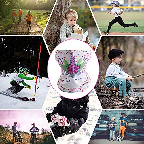 3 Pcs Kids Face Mask Balaclava Neck Gaiter Bandanas,Reusable Kids Face Cover Scarf Headband,Dustproof Windproof Breathable White