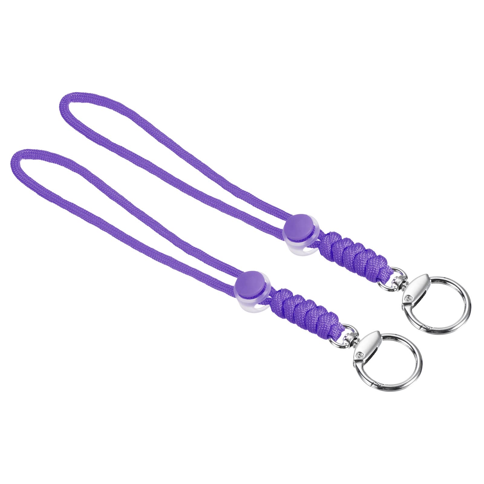 PATIKIL Paracord Lanyard with Clasp 9 Inch, 2 Pack Wrist Keychain Cord Metal Hook Strap for Keys Whistle ID Card Badge Holder, Purple