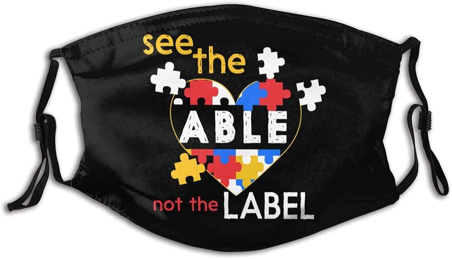 Autism Awareness Face Mask with 2 Pcs Filters,Autistic Mask Reusable