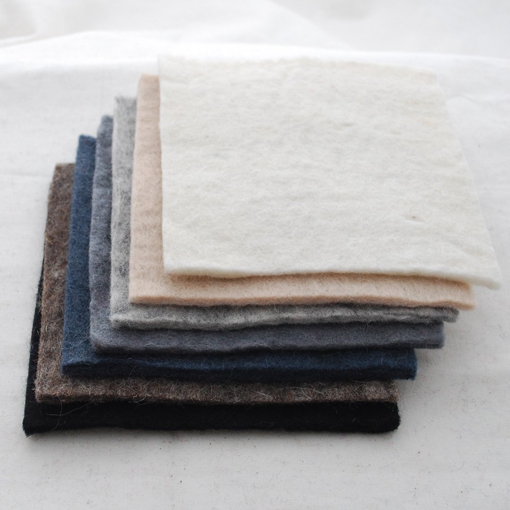 Handmade 100 Wool Felt Sheets Approx 5mm Thick 6" Square Bundle