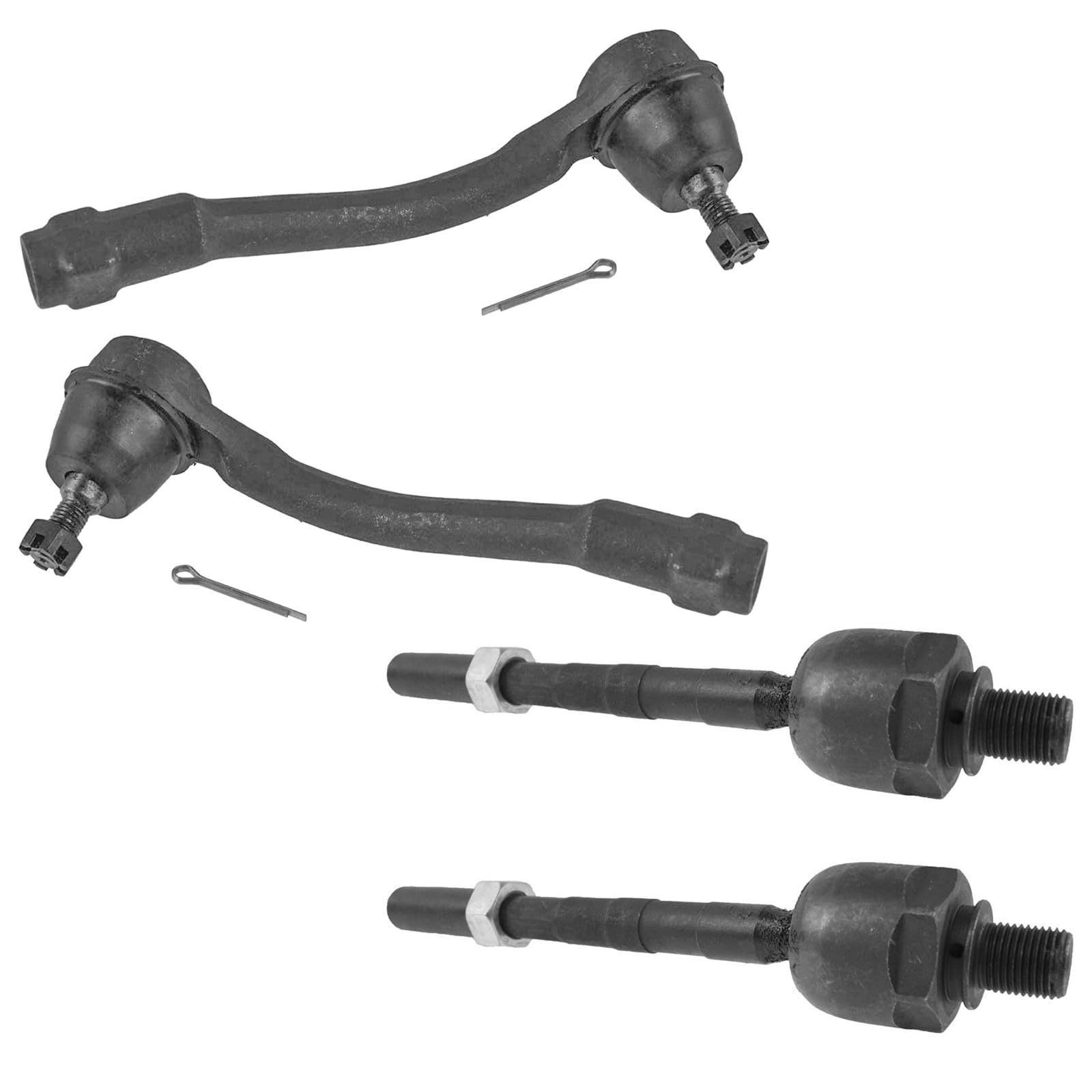 TRQ Front Inner and Outer Tie Rod Set 4 Piece Compatible with 2006-2011 Hyundai Accent Image
