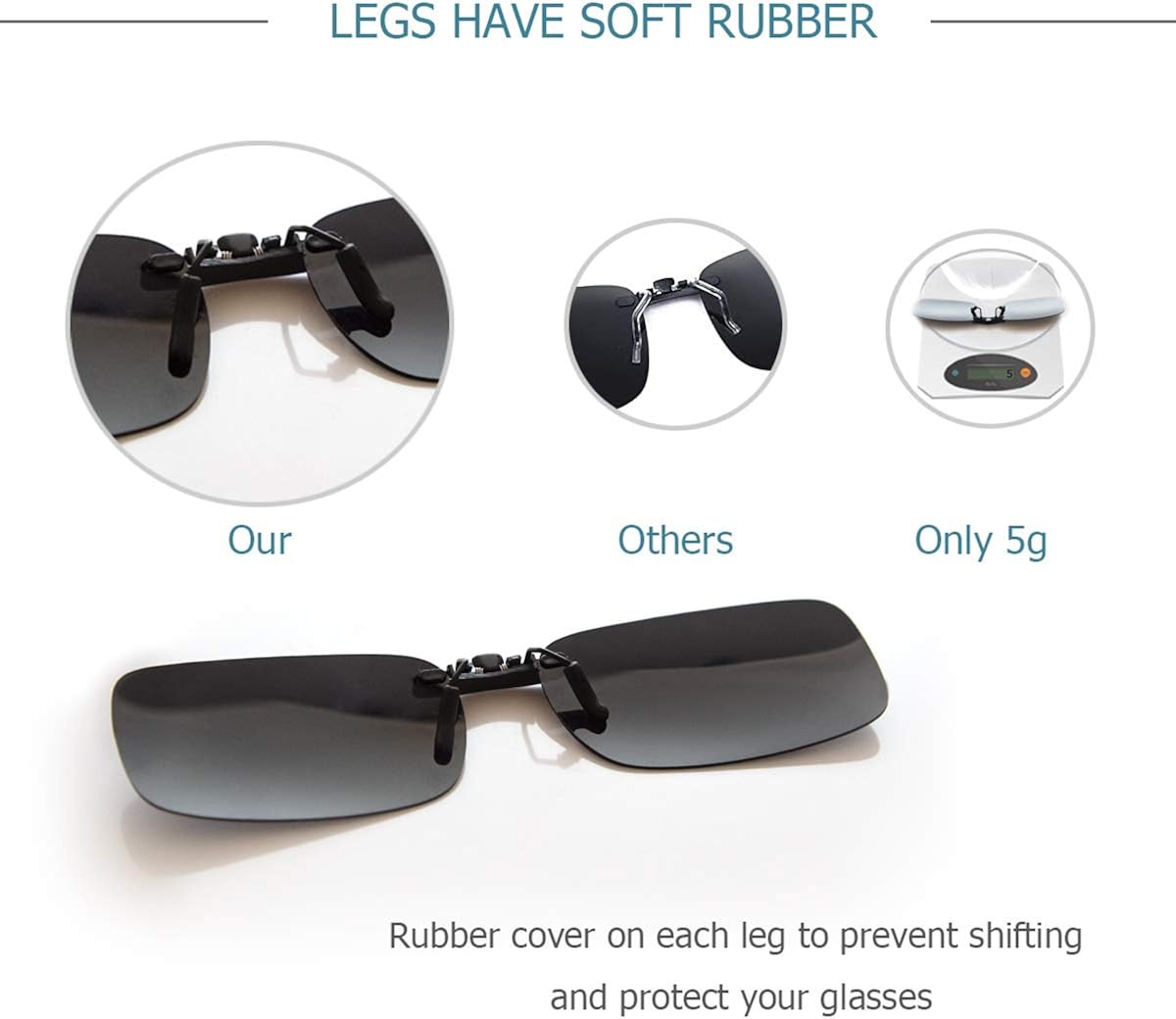 Goiteia Polarized Clip On Sunglasses Over Prescription Glasses Men Women,Compact Fit,Non-Flip Up, Black Cat3 Lens - Image 5
