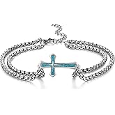 Sbzxbt Cross Bracelets 925 Sterling Silver Turquoise Cross Bracelets Jewelry Gifts for Men Women