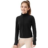 JOCMIC Girls Zip Up Jacket Horse Riding Shirts Kids Athletic Jackets Fall Winter Outerwear