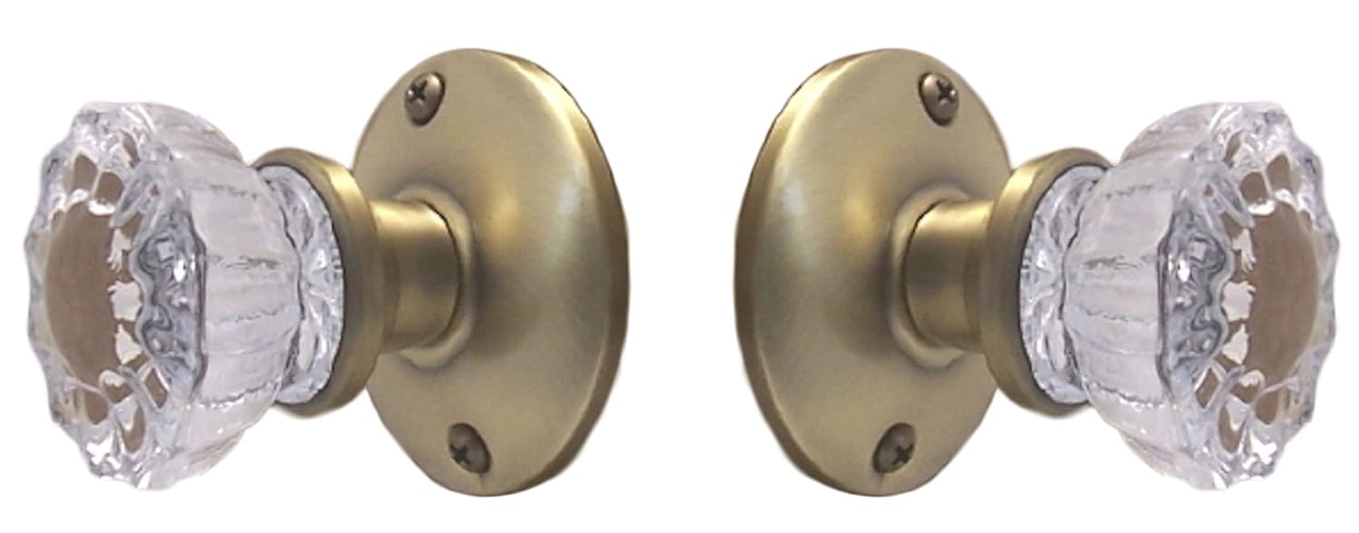 Rousso's Reproductions Crystal Glass French Door Knob Set. Includes SelfCentering Spindle and