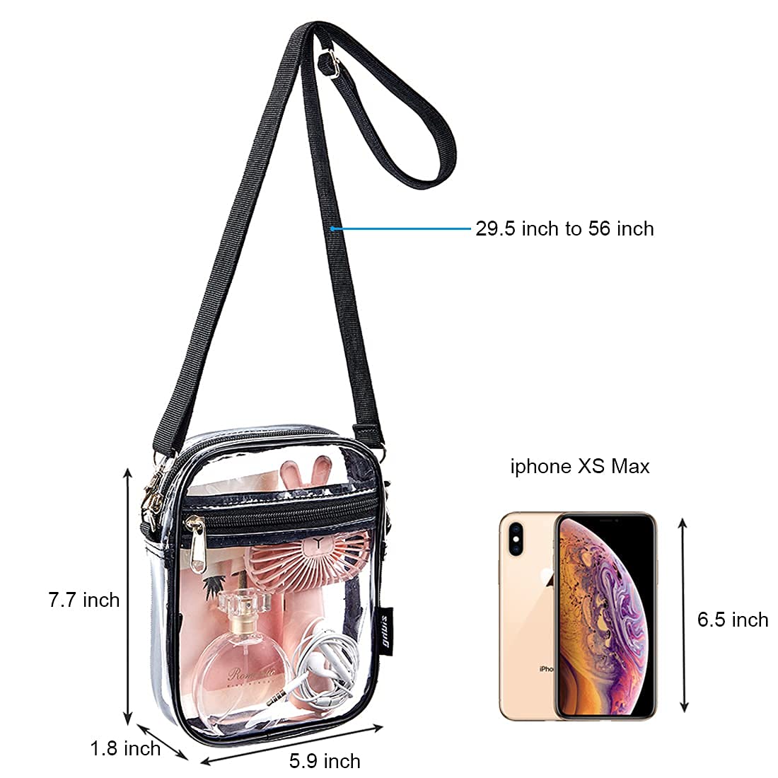 gdbis Clear Crossbody Bag, Stadium Approved Clear Purse Bag for Concerts Sports Events