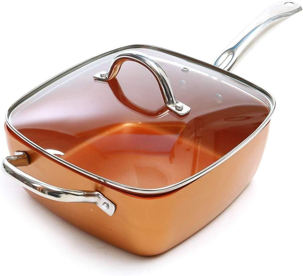 Buy NIDHAN 9.5 inch Copper Fry Pan with Lid, Nonstick Omelet Pans