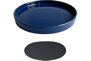 YUKFONA Ceramic Plant Saucer Pot Tray 12 Inch, Planter Saucers 4 5 6 7 8 9 10 11 12 Inch for Indoors Outdoor, Durable Sturdy Flower Drainage Tray for Glazed Pots Base (12.5 Inch-Blue)
