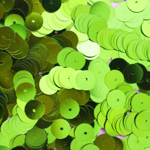 8mm Flat Round SEQUIN PAILLETTES ~ LIME GREEN METALLIC ~ Loose sequins for embroidery, bridal, applique, arts, crafts, and embellishment. Made in USA.