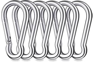 SpotDoo Carabiner Clips Heavy Duty - 6 Pack 304 Stainless Steel Spring Snap Hook for Outdoor Camping, Hiking, Swing, Hammock, Gym