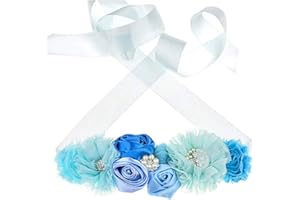 Maternity Sash Belt with Flower Bridal Rhinestone Belt for Women Wedding,Pregnant Baby Shower Party Photoshoot