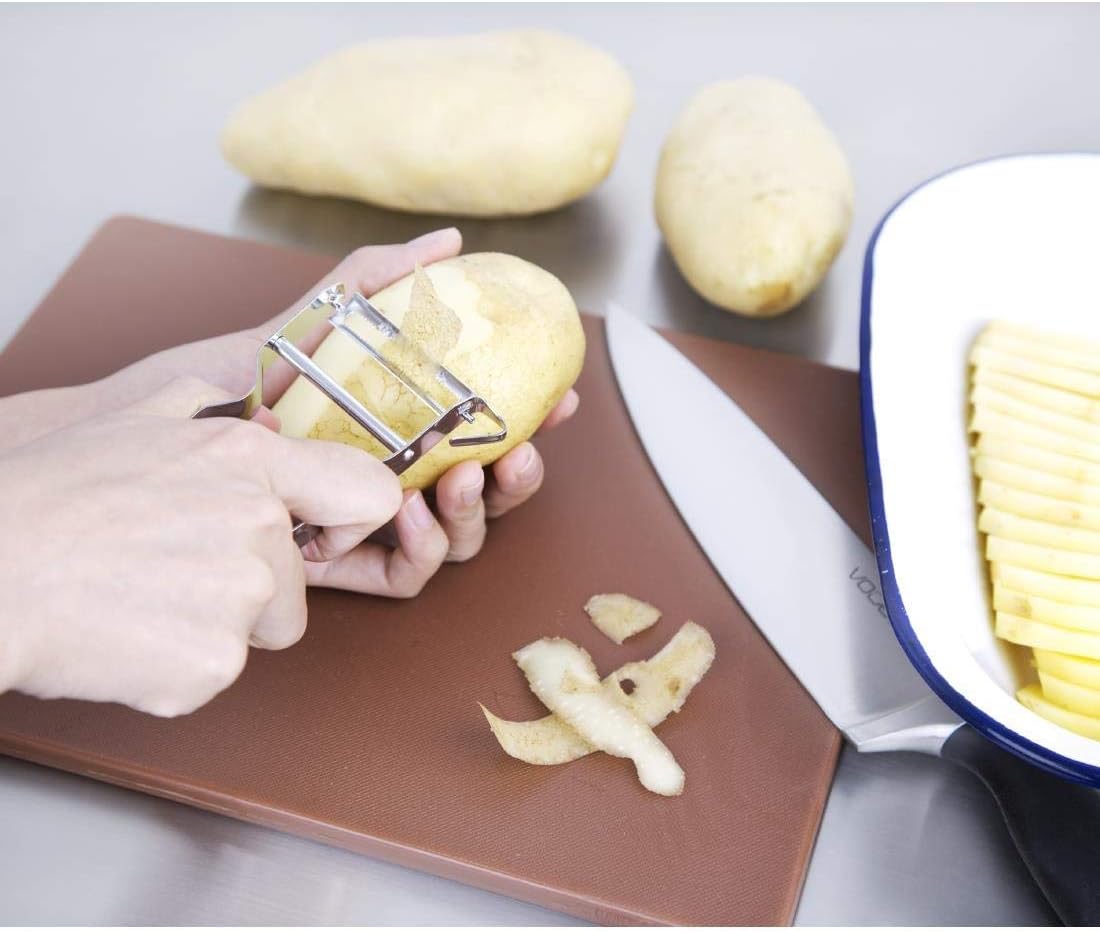 2X MIDHILL Stainless Steel French Potato Peeler - Easy Vegetable and Fruit Peeler, Silver - Image 3