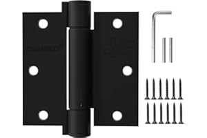 OMANSKO 2 Pack Self Closing Door Hinges 3.5 inch Matte Black Spring Loaded Auto Close Hinges Square Corners Adjustable Tension for Interior Door 3 1/2 Auto Self-Closing Hinge