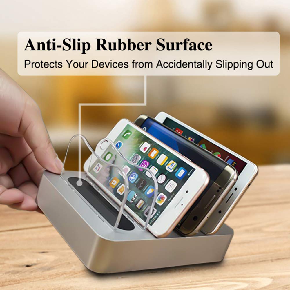 USB Charging Station - Charging Dock - 4-Port - Fast Charging Station - iPad Docking Station - Smart Charging Station Dock - Multi Charging Station for Cell Phones and Tablets