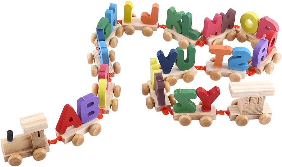 Amazon Com Gloglow Baby Train Toy Kids Colorful Wooden Letters Train Tracks Set Educational Alphabetical Assemble Toy For Children Toddler Birthday Children Gift Toys Games