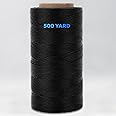 TOOLSSIDE 9-Ply Black 2mm Waxed Twine 1500 Feet/500 Yard Wax Lacing Cord Nylon (210D Polyester) - 160 LBS Tensile Strength Black Twine String for Crafts, 1-Roll