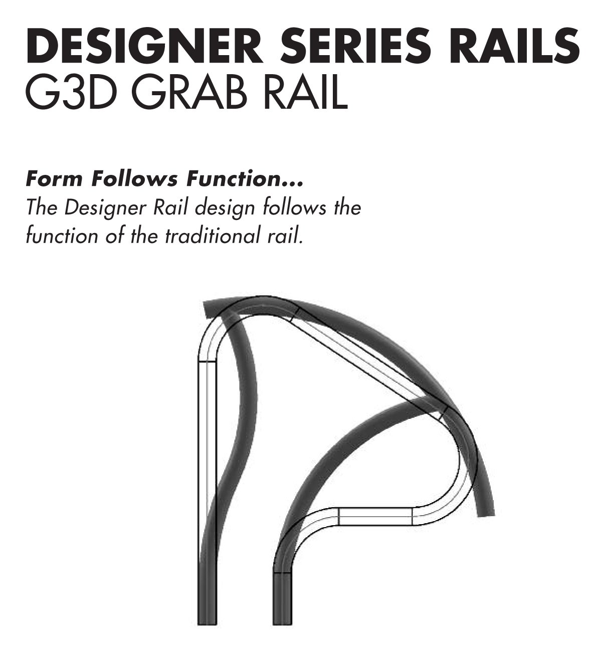 InterFab DRG3D065SINGLE Designer Stainless Steel Grab Single Rail