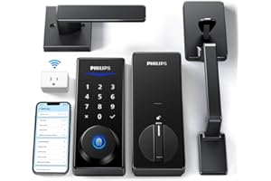 Philips Wi-Fi Smart Lock with Handle, Keyless Entry Keypad Door Lock with Handle, Front Door Deadbolt Set with WiFi Gateway, App Control, Fingerprint Unlock, PIN Code Unlock, Auto Locking