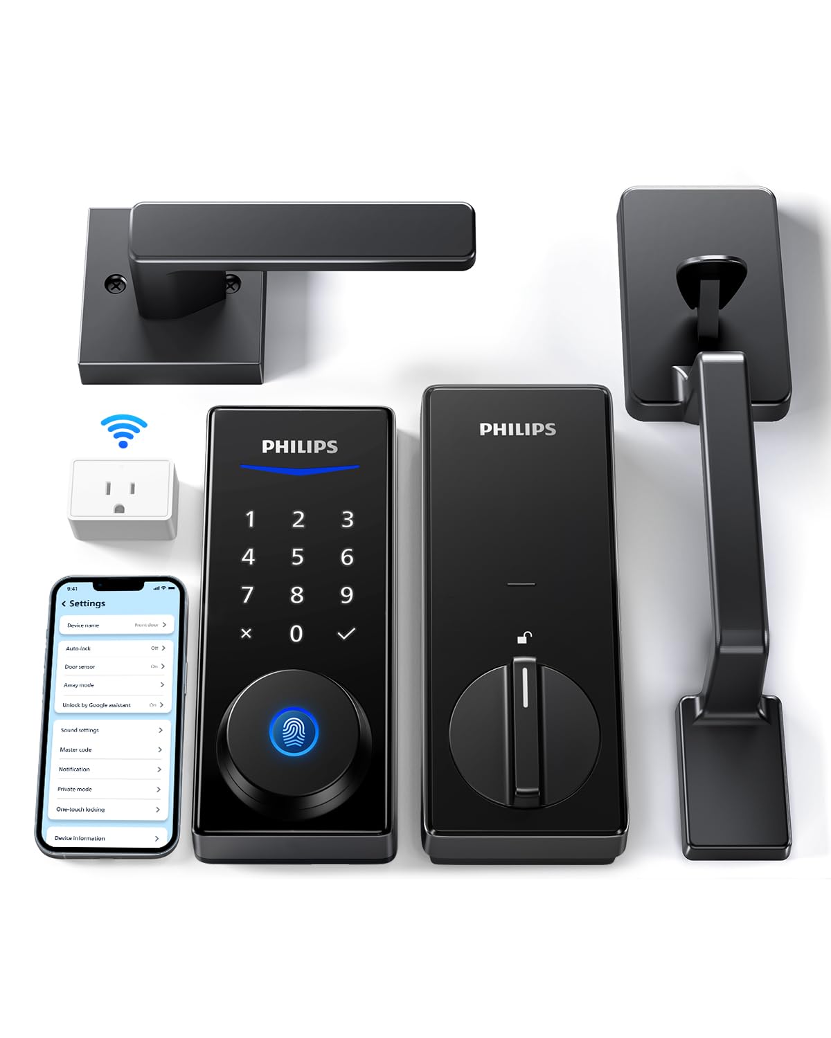 Photo 1 of Philips Wi-Fi Smart Lock with Handle, Keyless Entry Keypad Door Lock with Handle, Front Door Deadbolt Set with WiFi Gateway, App Control, Fingerprint Unlock, PIN Code Unlock, Auto Locking