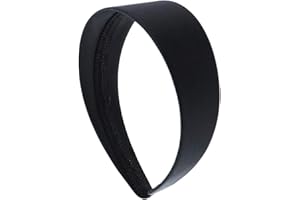 Motique Accessories Black 2 Inch Wide Satin Hard Headband with No Teeth Head band for Women and Girls