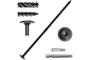 #14 x 6 Inch Heavy Duty Construction Screw, URABLAZ 80pcs Rust Resistant Black Coating Wood Screws Deck Screws Timber Screws Lag Screws Fence Screws with 2pcs T30 Torx Drive Bits