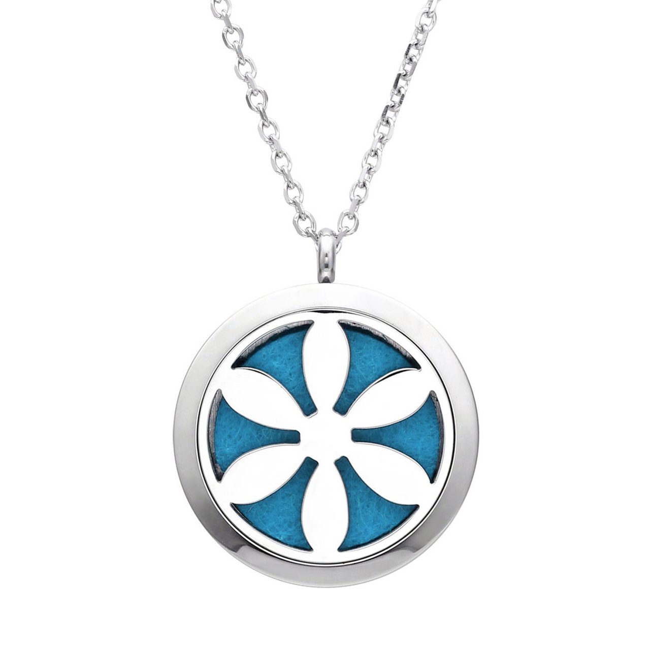 Zysta Stainless Steel Tree of Life Aromatherapy Perfume Essential Oil Fragrance Diffuser Necklace Locket Pendant w/ 6 Pads, 24 inches