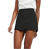 Floerns Women's Casual Mid Waist Skorts Wrap Front Business Casual Outfit Skirt Shorts