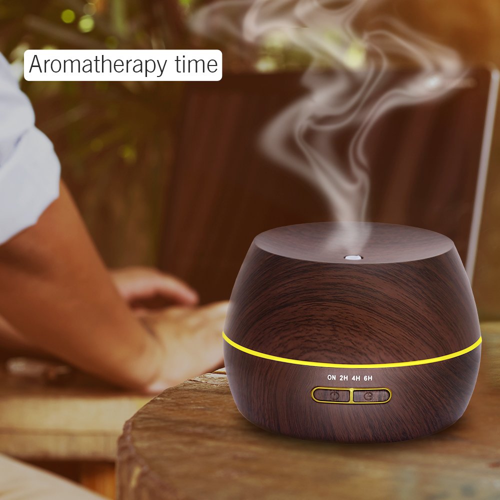 Afloia Humidifier Oil Diffuser Essential Oil Diffuser and Humidifier 300ml Aromatherapy Diffuser Ultrasonic Scented Oil Diffusers Wood Grain Black
