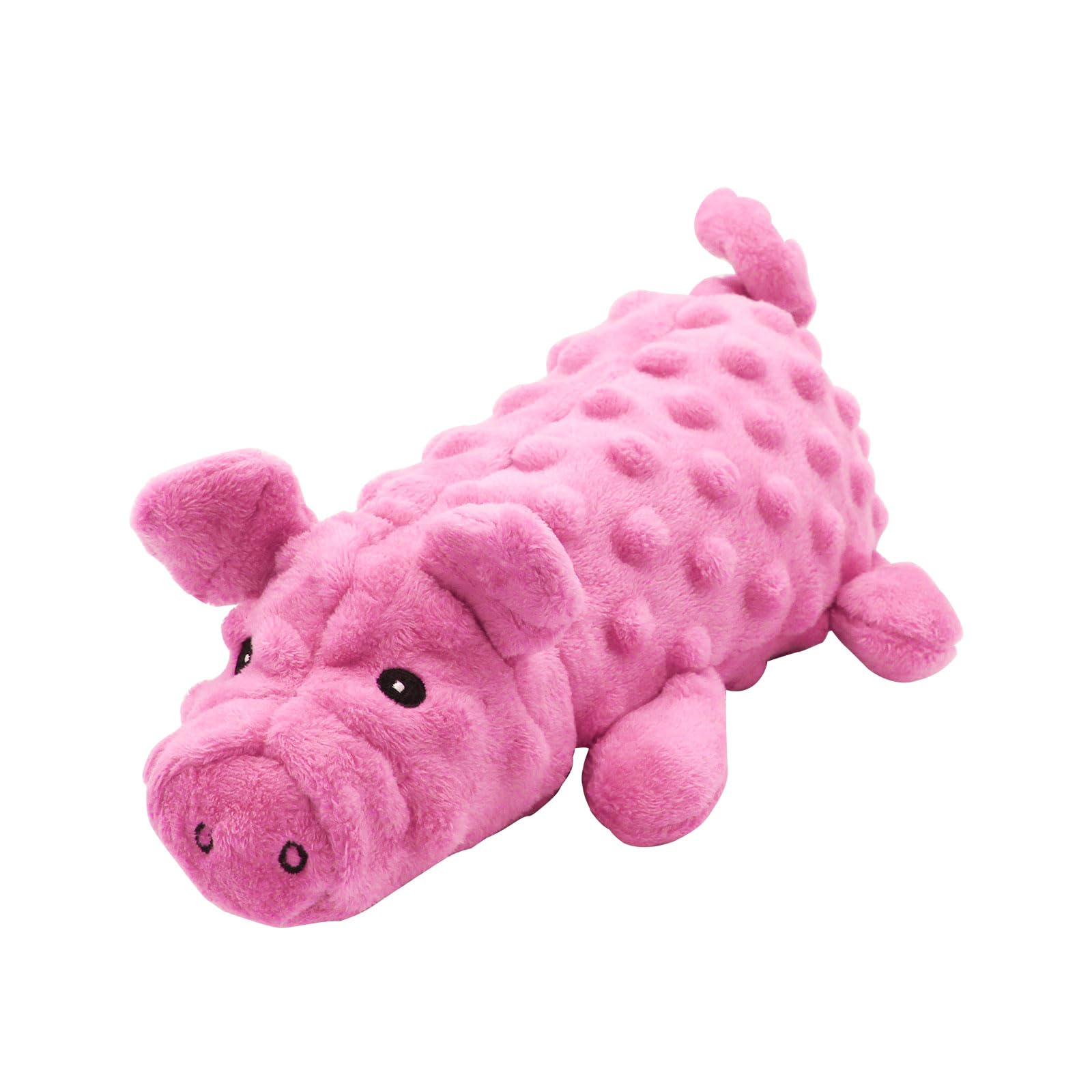 Andiker Dog Squeaky Toys, 24.5 cm/10in Plush Dog Toy Soft Dog Chew Toys in Pig Shape for chewing biting, Stuffed Dog Toys with a 9.5 cm Squeaker and Crinkle Paper for All Breed Sizes Dogs (Pink, 1)