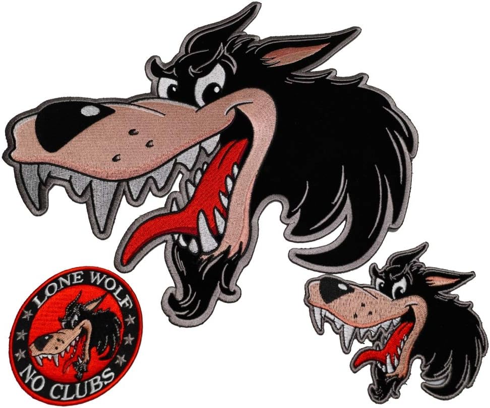 Download Amazon Com Set Of 3 Cartoon Wolf Patches 3 11 Inches Embroidered Iron On Patches Arts Crafts Sewing