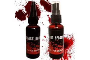 GAUKOMZS 2PCS Halloween Fake Blood Makeup Kit,Fake Blood Spray 1.76oz + Dripping Blood 1.76oz, Realistic Washable Special Effects SFX Makeup Set, for Zombie Vampire Monster Cosplay Mouth Clothes Dress Up