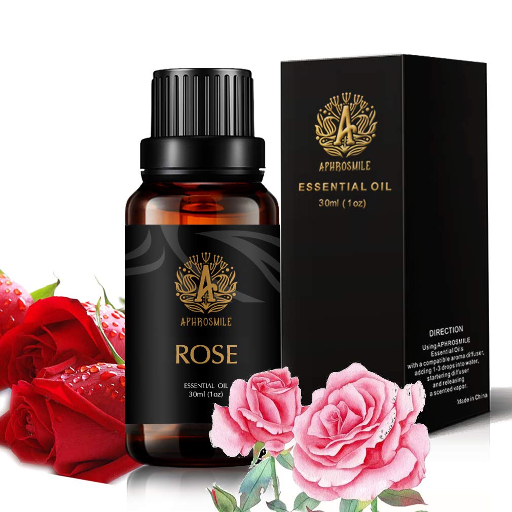 Rose Aromatherapy Essential Oil Fragrance, 100% Pure Rose Scented Oil Fragrance for Diffuser, Humidifier, 1oz - 30ml Therapeutic Grade Aromatherapy Rose Essential Oil Perfume for Home, Massage