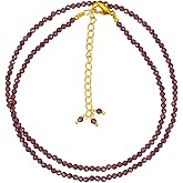 NJCRAFT Natural Gemstone Faceted Beaded Necklace for Woman| Gold Plated Gem-stone Necklace | Beads 2–3 mm | Adjustable Chain 16+2 Inch