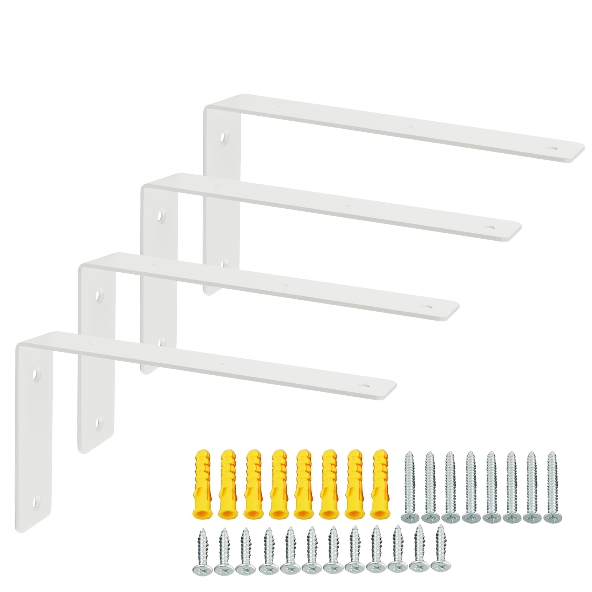 Photo 1 of Alise Floating Shelf Brackets Heavy Duty L-Shaped Wall Brackets - White Angle Corner Braces for Shelves, Stainless Steel Reinforced Shelf Support Bracket for Wooden Boards 9x5 Inch,Pack of 4