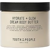 Youth To The People Superberry Hydrate + Glow Dream Body Butter - 3% Niacinamide + Jojoba Oil, Shea + Cupuaçu Butters, Yuzu + Green Tea + Blonde Woods Scented Body Lotion, Firming Moisturizer, Vegan