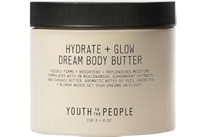 Youth To The People Superberry Hydrate + Glow Dream Body Butter - 3% Niacinamide + Jojoba Oil, Shea + Cupuaçu Butters, Yuzu + Green Tea + Blonde Woods Scented Body Lotion, Firming Moisturizer, Vegan