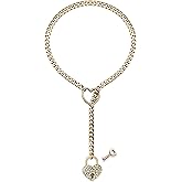 paloli Womens Slip Chain Necklace Heart O-Ring, Punk Rock Cuban Long Necklace Jewelry For Women, Adjustable Lariat Y-Necklace Heart Locker With Key