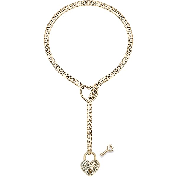 Amazon.com: Someki Heart Slip Chain Necklace, Lock and Key