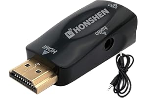 HDMI to VGA,HONSHEN HDMI Male to VGA Female Converter Adapter with Audio for Computer, Desktop, Laptop, PC, Monitor, Projecto