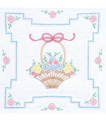 Jack Dempsey Needle Art Lilies Quilt Blocks - 18 Inch Embroidery Kits Cotton